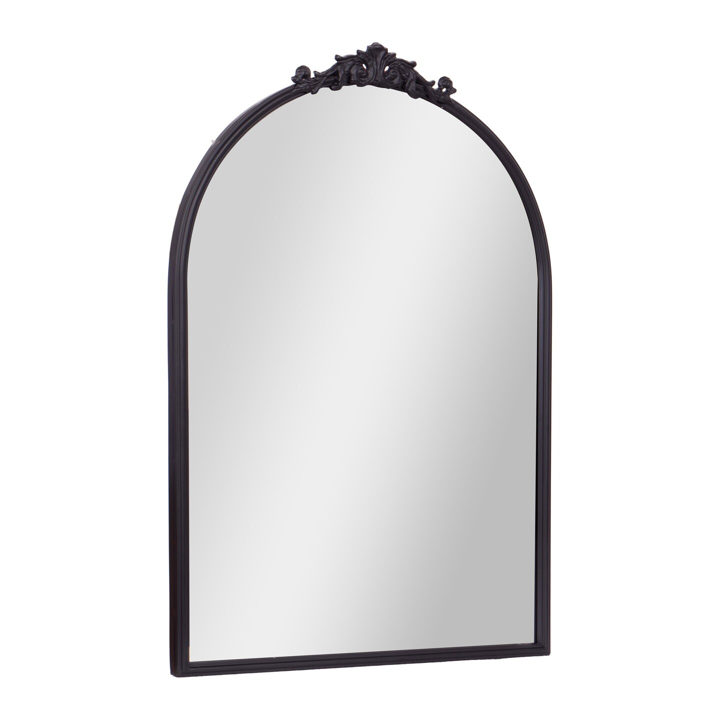 Emma and Oliver Monte Arched Wall Mirror with Baroque Style Detail, and Aluminum Backed Glass for Clarity for Entryways, Bathrooms & More