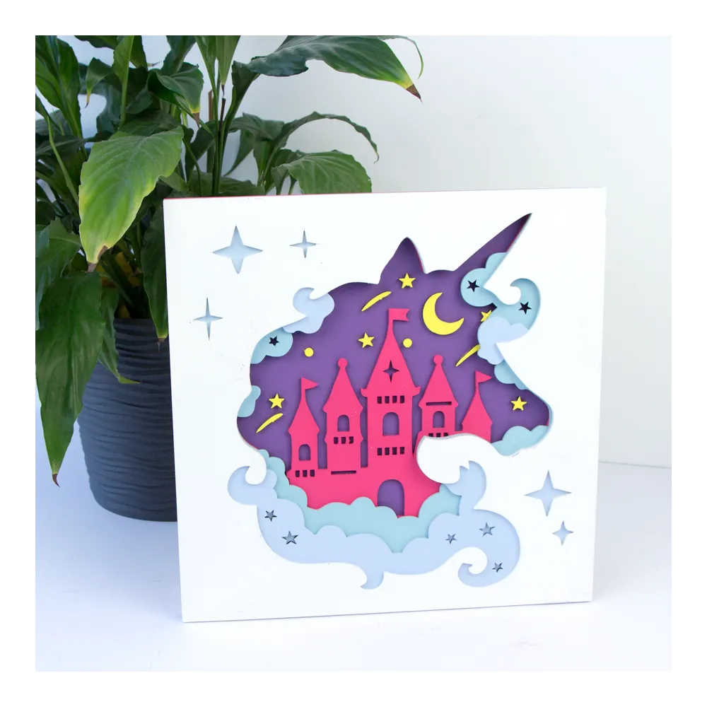 Rosa Talent Unicorn - 3D Painting Set. Primed Fiberboard. 5 Layers. 11.81*11.81 inches.