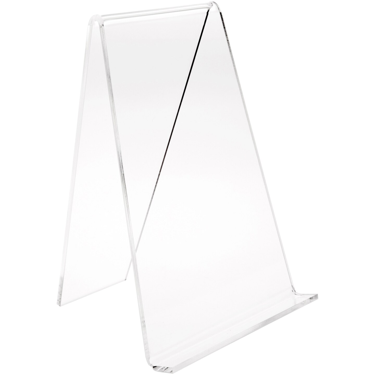 Plymor Clear Acrylic Book Easel with 0.875" Flat Ledge, 7" W x 6.5" D x 9" H