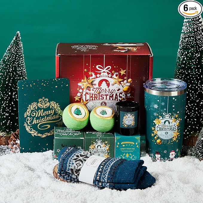 Christmas Presents Christmas Gifts Box for Men Unique Holiday Gift Basket Xmas Tumbler Gifts for Dad Brother Husband Son Grandpa Coworker(Green)