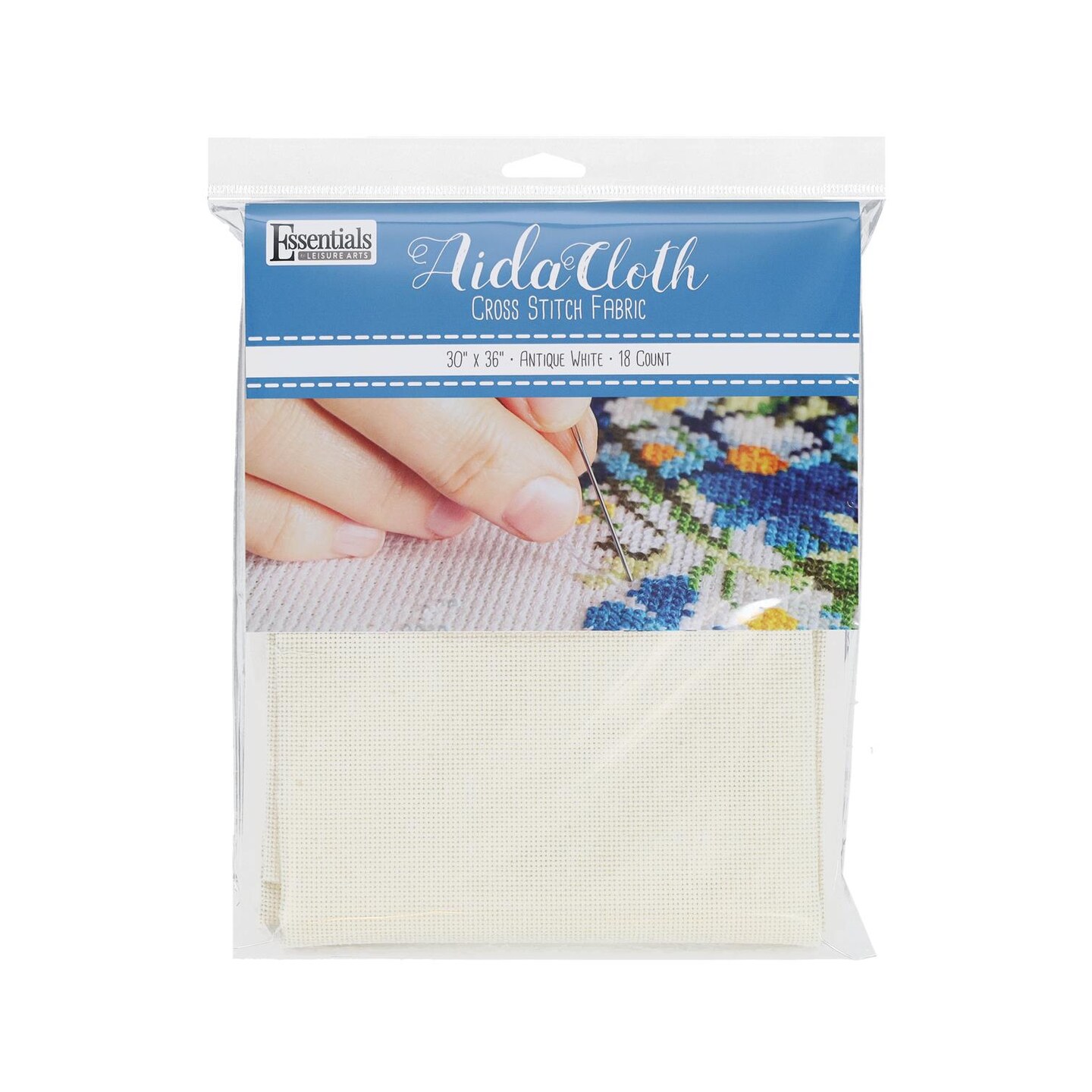 Essentials By Leisure Arts Aida Cloth, 18 count, 30" x 36", Antique White cross stitch fabric for embroidery, cross stitch, machine embroidery and needlepoint
