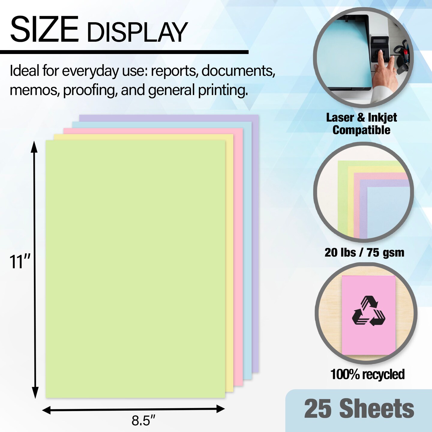 BAZIC Pastel Color Multipurpose Paper (25 sheets/pack)