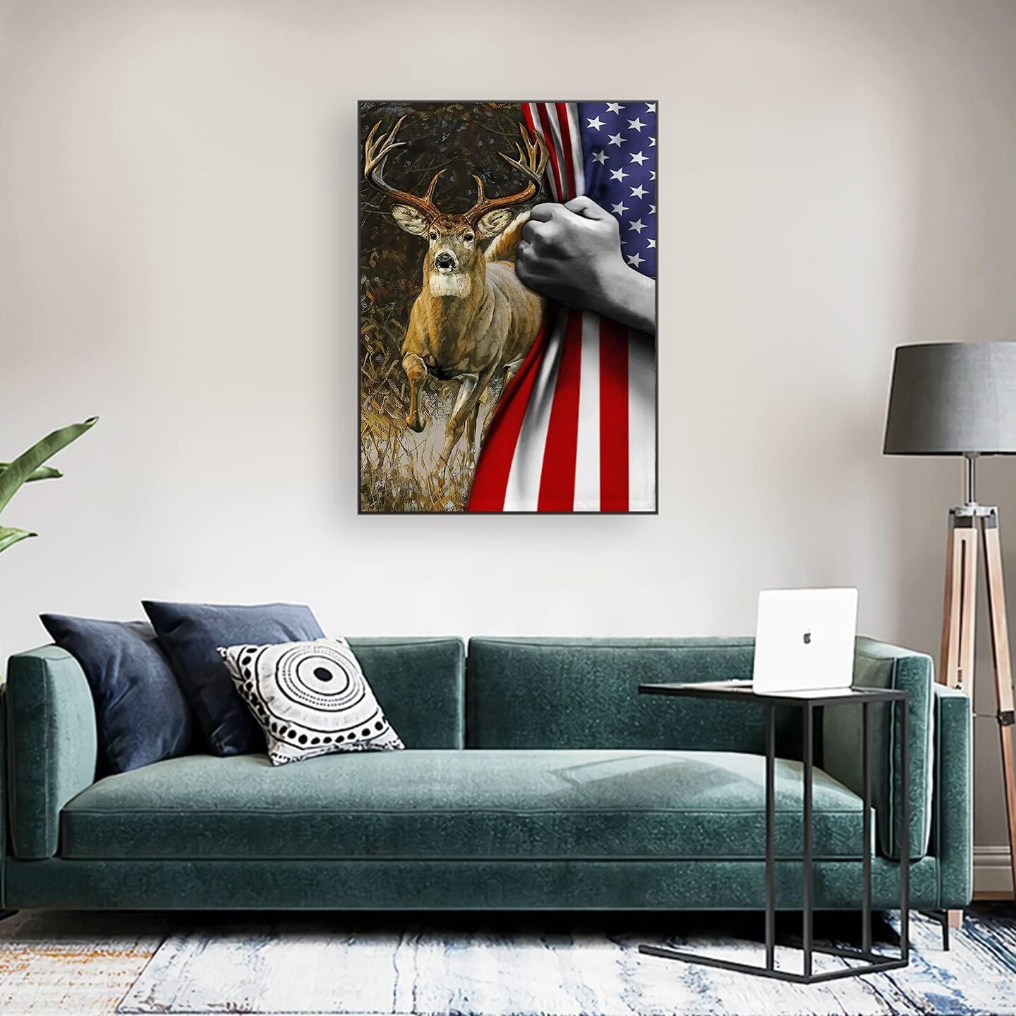 Patriotic Deer Diamond Painting Kit for Adults & Beginners – 5D DIY Full Drill American Flag Diamond Art, 12x16 Inch, Home Wall Decor & Craft Gift (Deer)