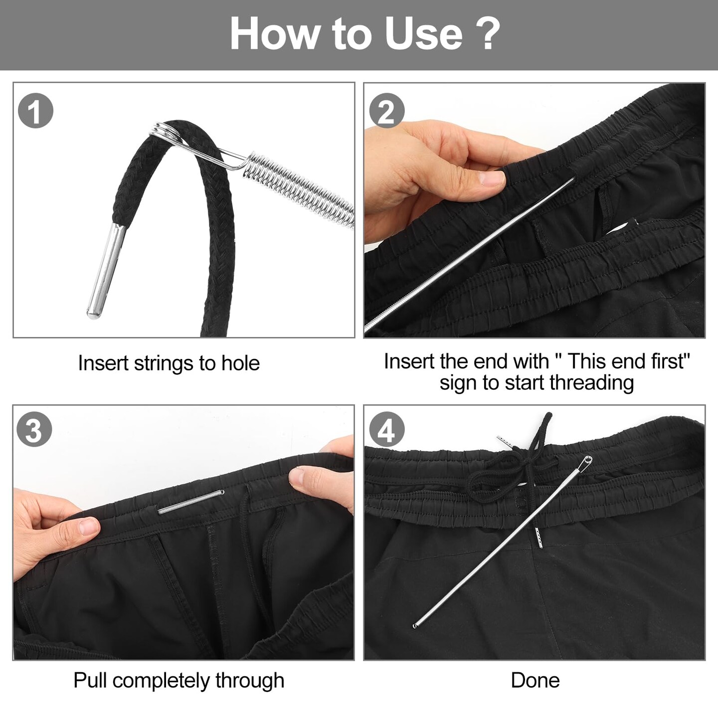 16 PCS Drawstring Threader, Loop Turner Sewing Tool with Flexible Hoodie String Threader and Cord Locks, Easy Drawstring Threader Bodkin Sewing Tool for Shorts Pants Jackets Coats Hoodies