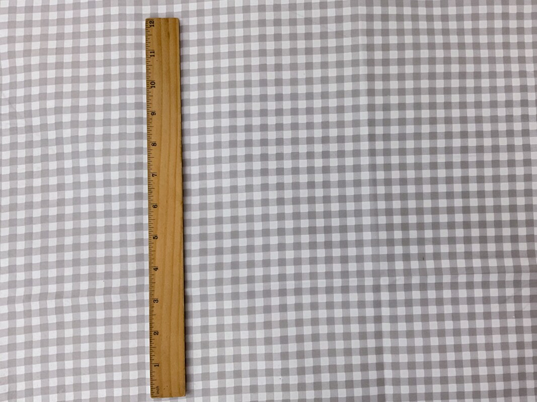 Gray-White Gingham Water Repellent Board Short Woven Fabric By the Yard