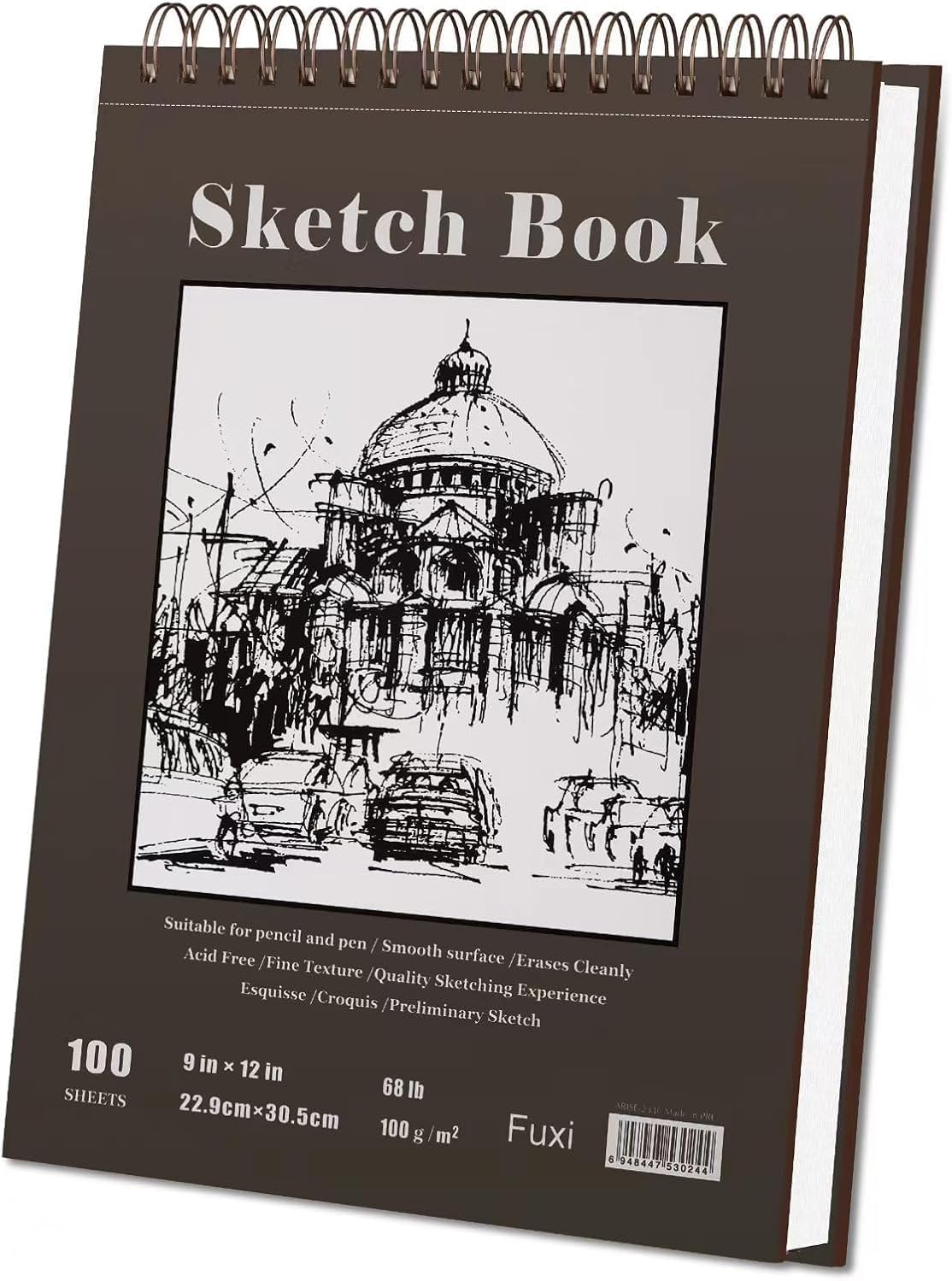 9x12 Sketch Book Top Spiral Bound 100 Sheets Acid Free Drawing Paper Pad