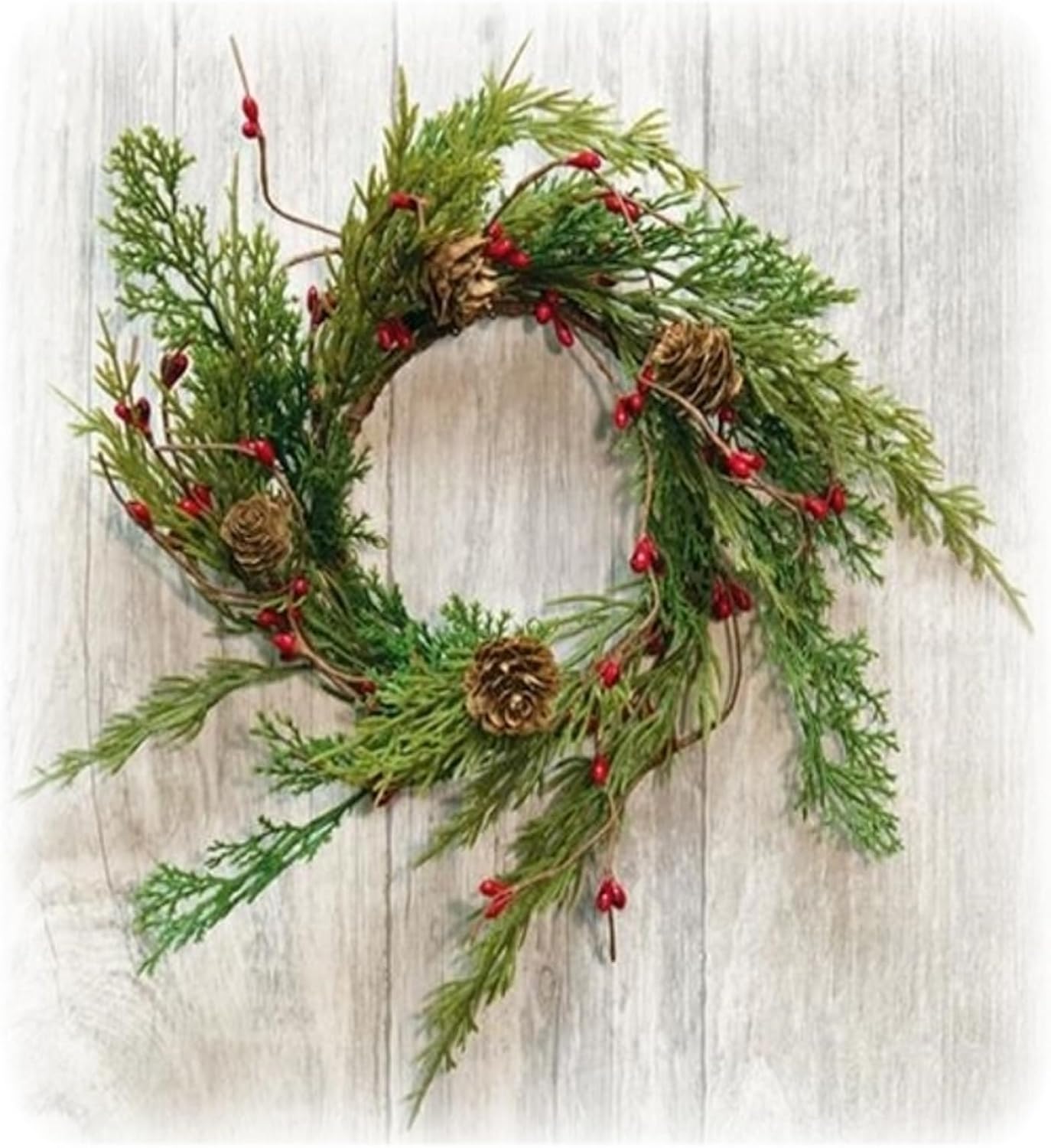 Looking Cedar Wreath Candle Ring Mini Wreath Accent for Statues, Lanterns, Nativity, Candle Holders, Doors, Windows, Centerpieces, Tree Decorations, Holiday Decor, Pillars
