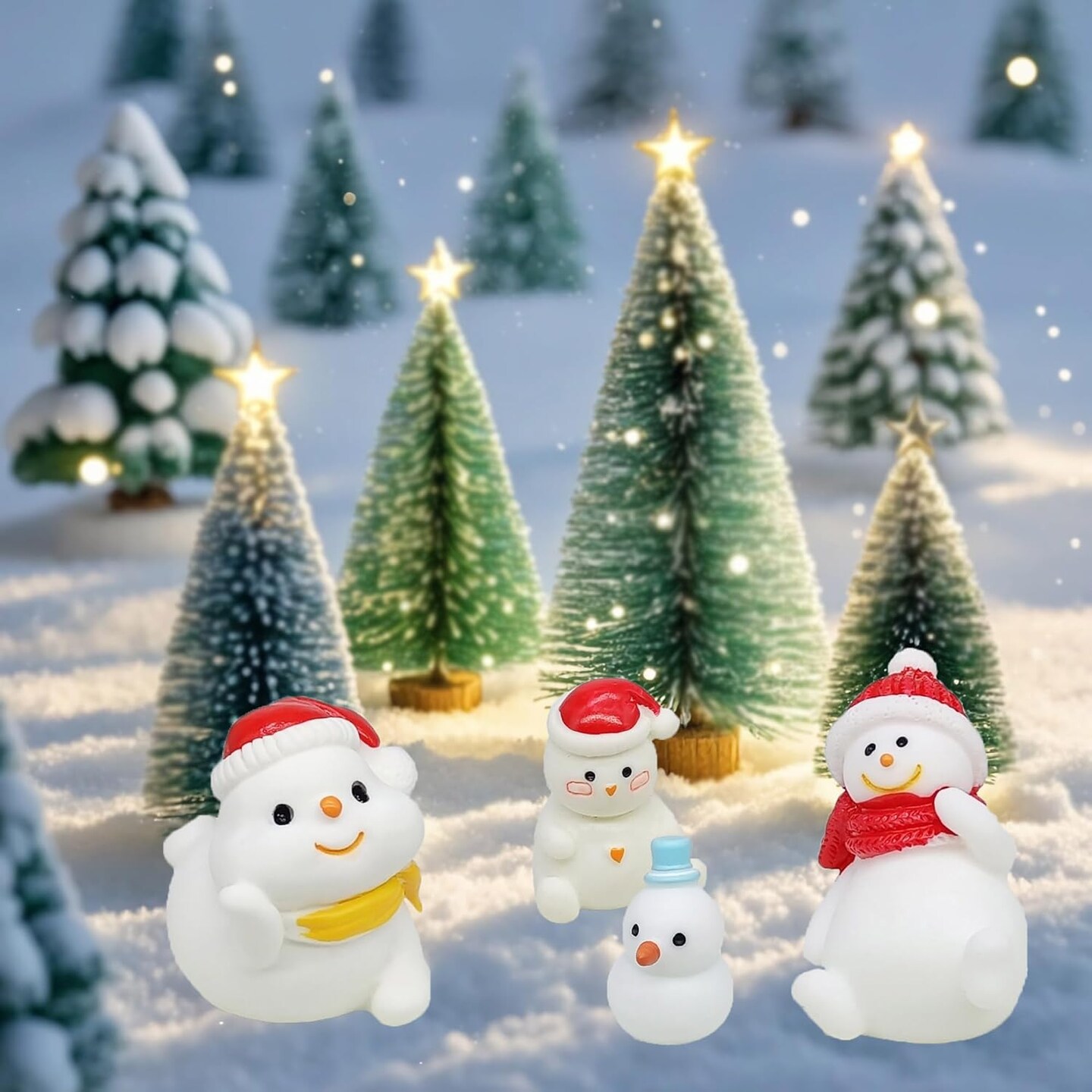 30 Styles Mini Resin Snowman Miniature Christmas Figurines Tiny Figures Bulk for Xmas Snow Globe Fairy Garden