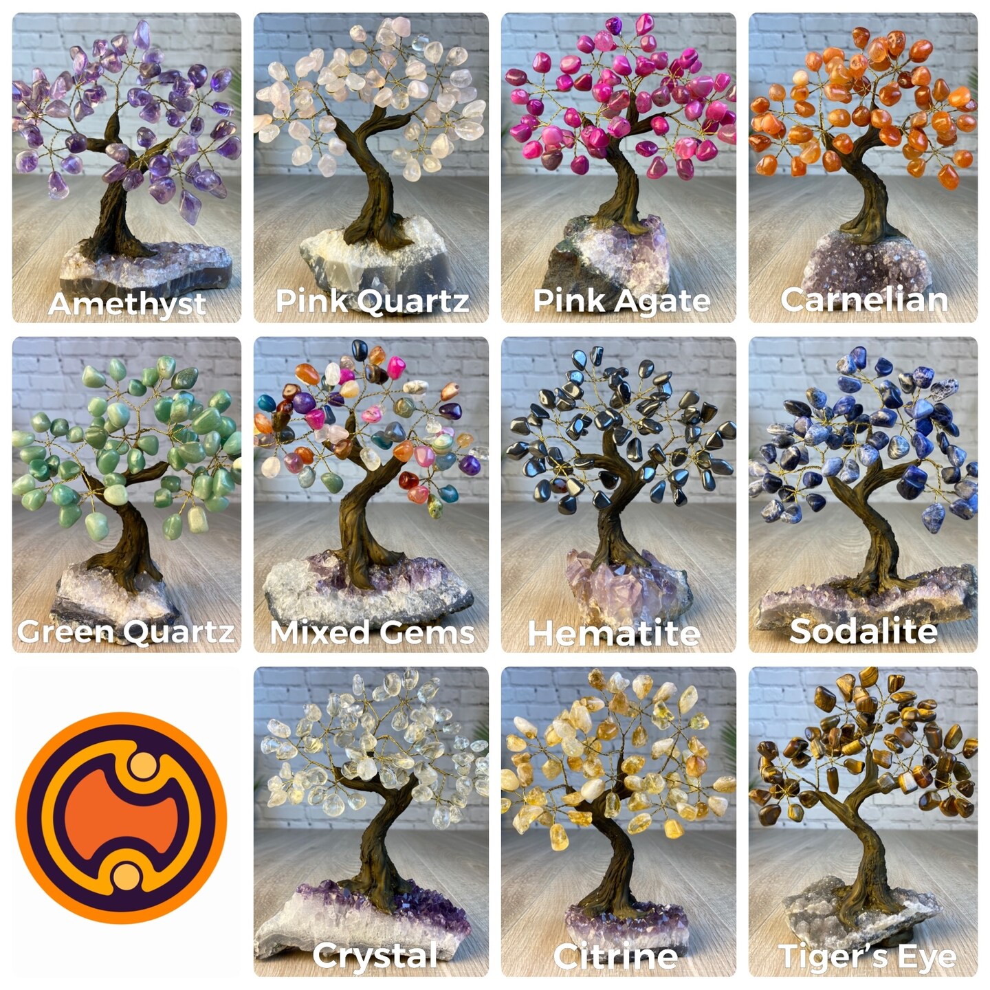 Amethyst 7 inches Tall Handmade Gemstone Tree on a Crystal base, 60 Gems 5402AMTH by Brazil Gems® - image8