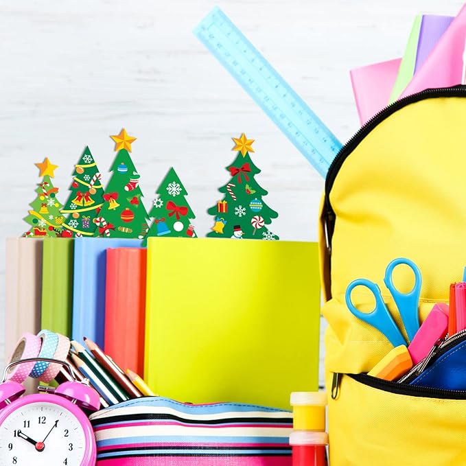 945Pcs DIY Christmas Tree Craft Kit Kids Holiday Art Making Craft with Stickers, Make Your Own Christmas Bookmark Xmas Party Favor Decoration Home Classroom Game Activities
