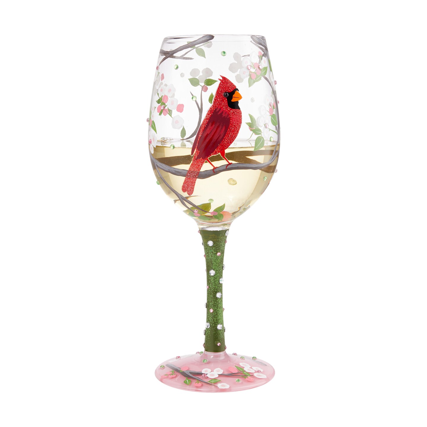 Lolita Cardinal Beauty Hand Painted Wine Glass 9in H