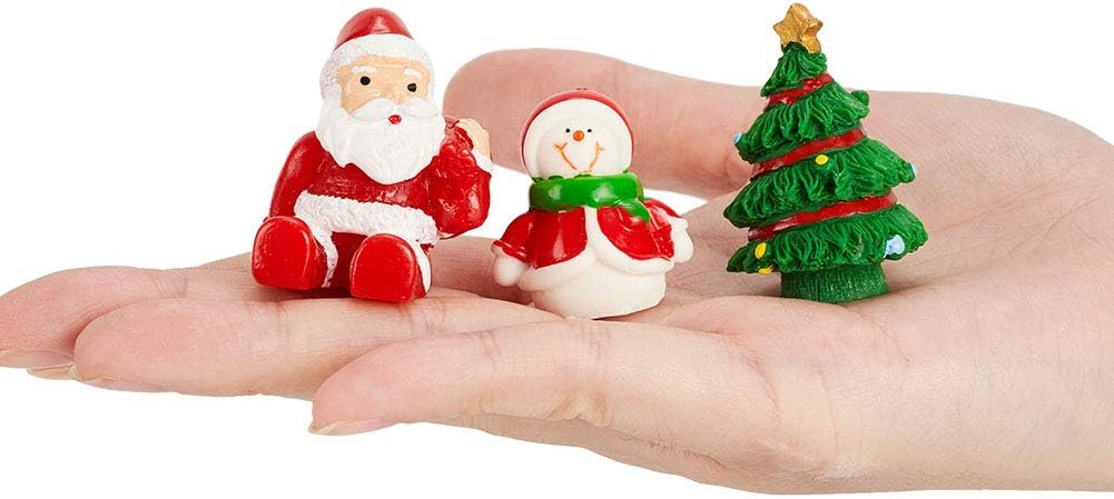 38PCS Christmas Miniature Figurines Ornament Kit Santa Claus Tree Resin Decoration for Fairy Garden Doll House Home Decor