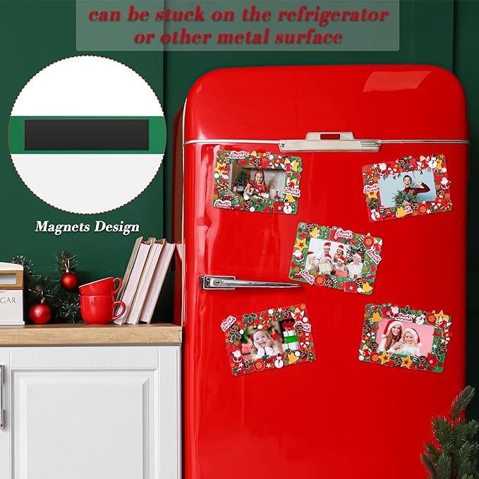 Craft Kit for Kids Include Foam Photo Frames Christmas Foam Self Adhesive Stickers Magnet Art DIY Christmas Ornament for Xmas Party Favor, Home Decor