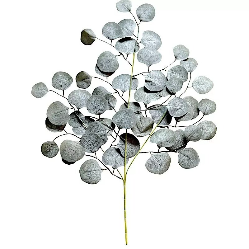 Frosted Green 4 Stems 25" Silk Eucalyptus Leaves Artificial Greenery Party