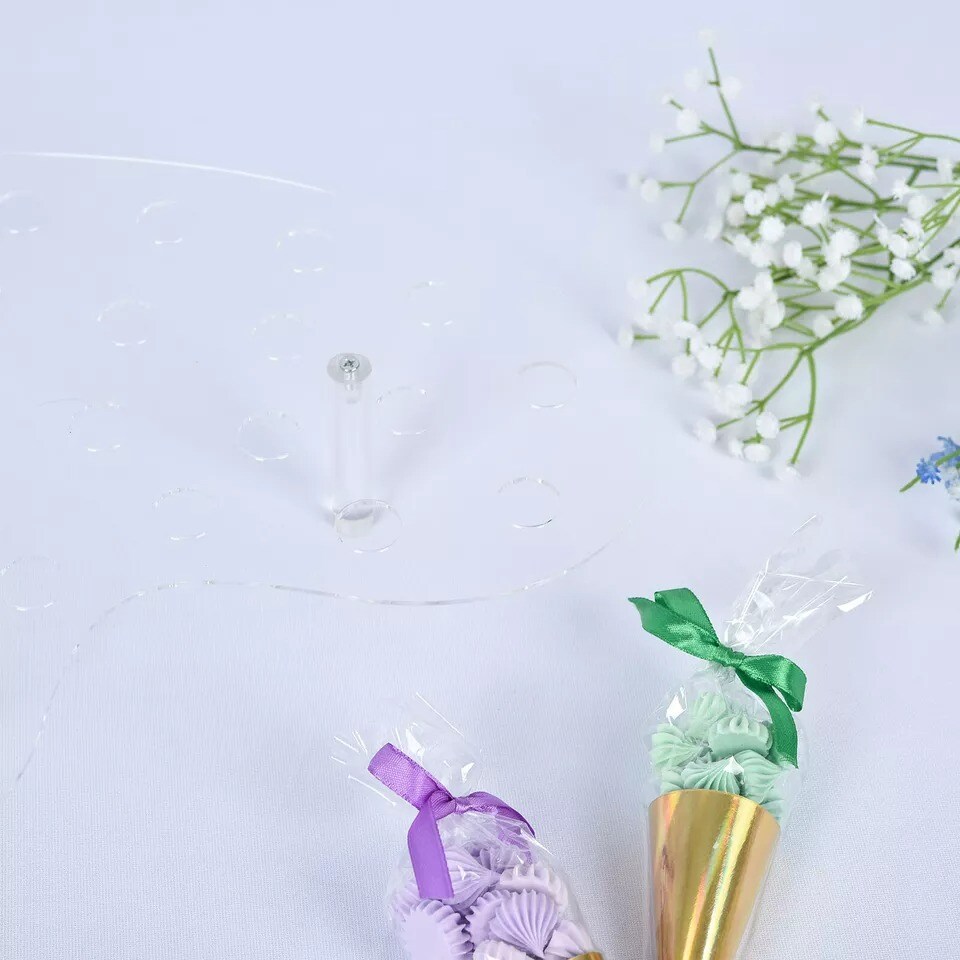 16&#x22; Clear Acrylic Mini Ice Cream Cone Holder Display Stand Party Decorations