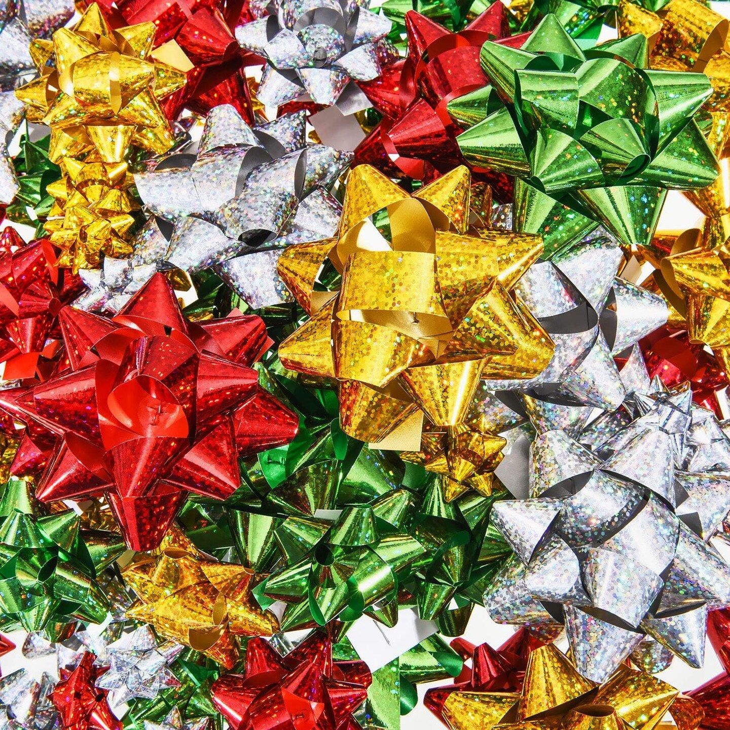 135 Pieces Christmas Colorful Gift Bows Self Adhesive Gift Wrap Bows Metallic Bows for Holiday Christmas Birthday Party Favor, 3 Sizes