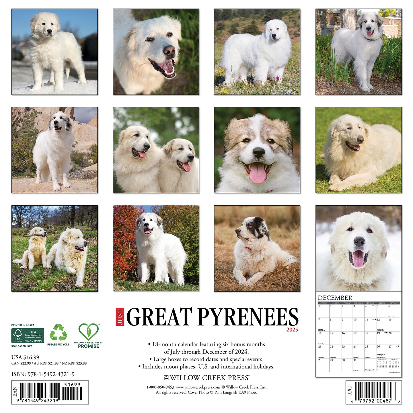 Great Pyrenees 2025 Wall Calendar