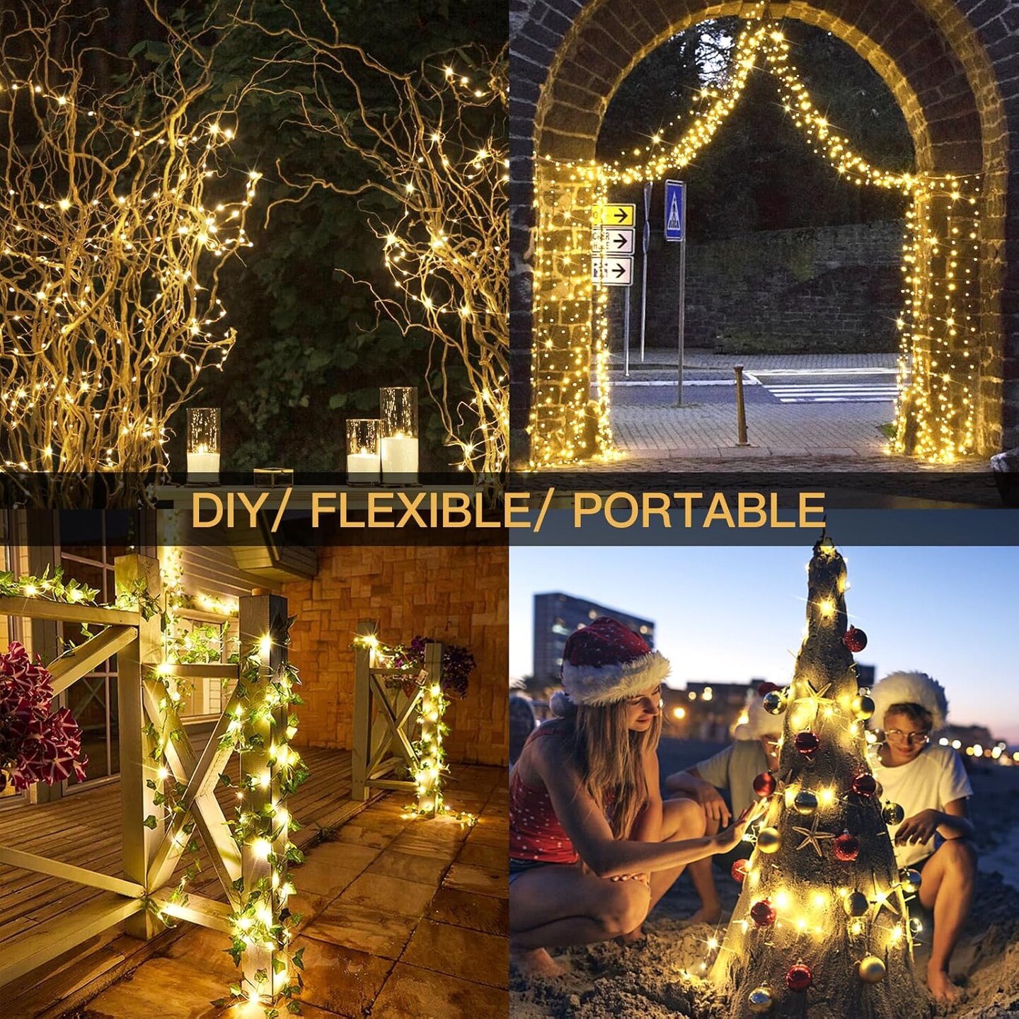 33ft 100 LED Outdoor String Lights, Warm White Fairy Lights Battery Operated with Remote, Led Twinkle Lights for Bedroom, Dorm, Backyard, Wedding, Tree, Mason Jar, Wall, Christmas