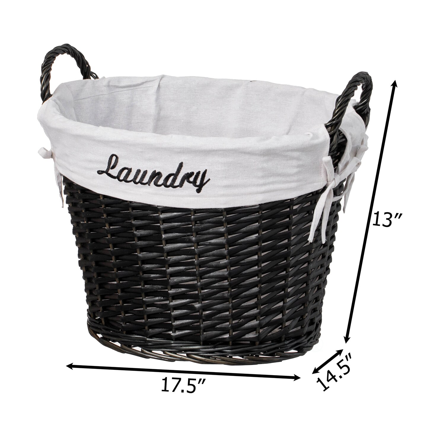 Wickerwise Handwoven Laundry Basket with Liner &#x26; Handles - Boho Decorative Storage Hamper for Clothes Blankets Pillows and Towels - Ideal for Laundry Room Bathroom Bedroom and Living Room