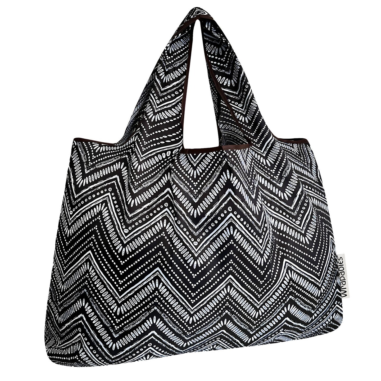 Wrapables Large Foldable Tote Nylon Reusable Grocery Bags, Intricate Chevron