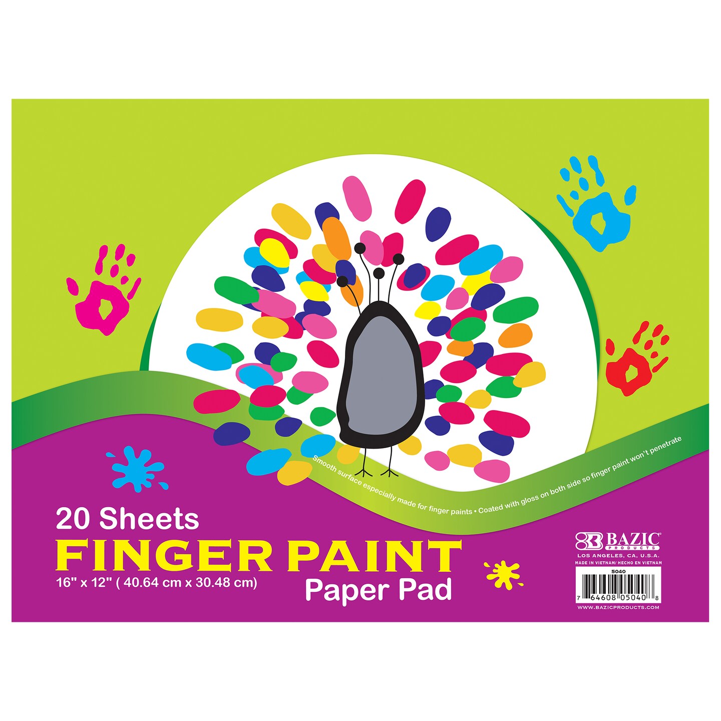 BAZIC Finger Paint Paper Pad, 16&#x22;X 12&#x22;(20 Ct.)