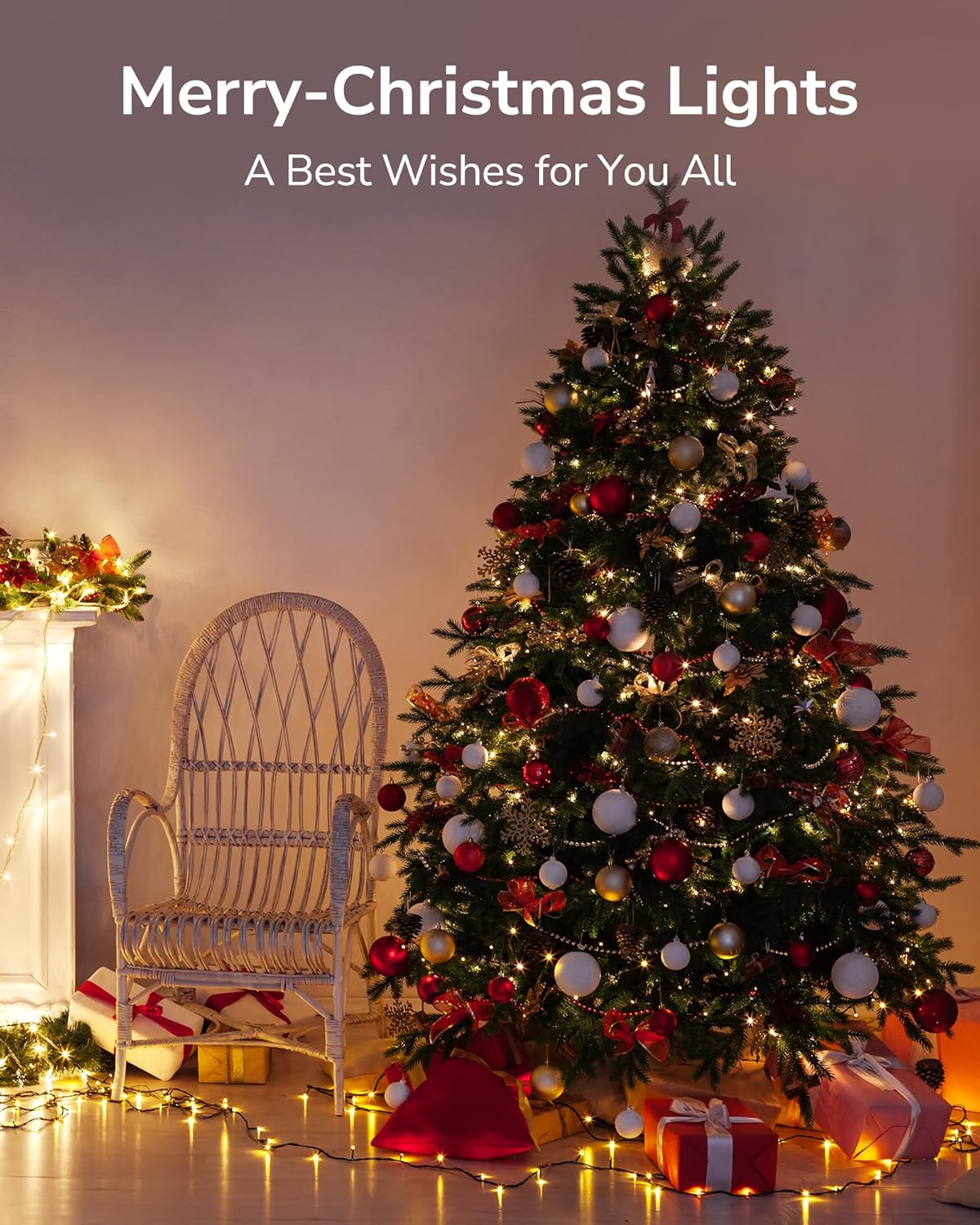 Christmas Lights, 200 LED 76FT Christmas Tree Lights, 2024 Upgraded Twinkle LED String Lights with 8 Modes for Indoor/Outdoor Xmas Tree Decorations, Bubble LED Warm White, Adapter Included