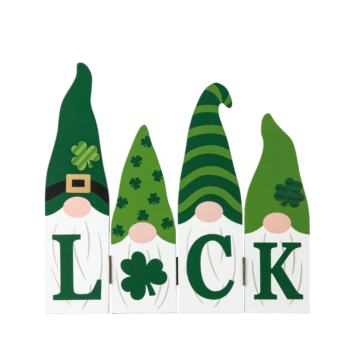 12.5&#x22;L St. Patrick&#x27;s Wooden Luck Shamrock Gnome Table Decor