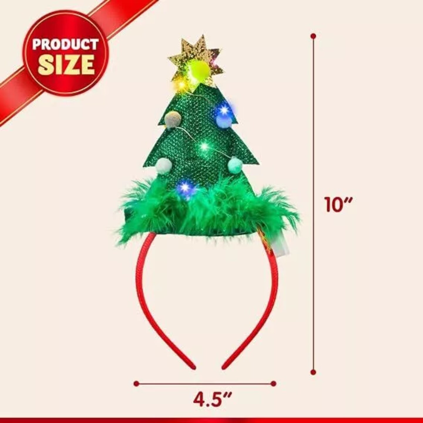 Kitcheniva 2 Pcs Lighted Springy Santa Hat Christmas Headbands