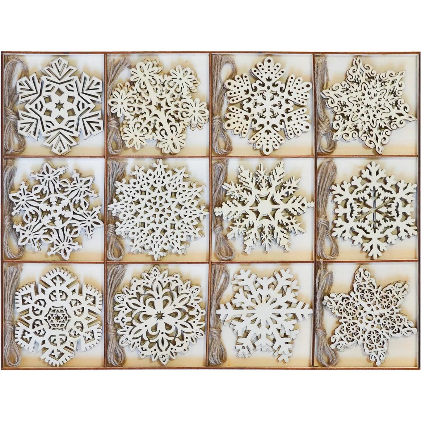 Kitcheniva 36 Pcs Snowflake Wooden Christmas Ornaments Decor