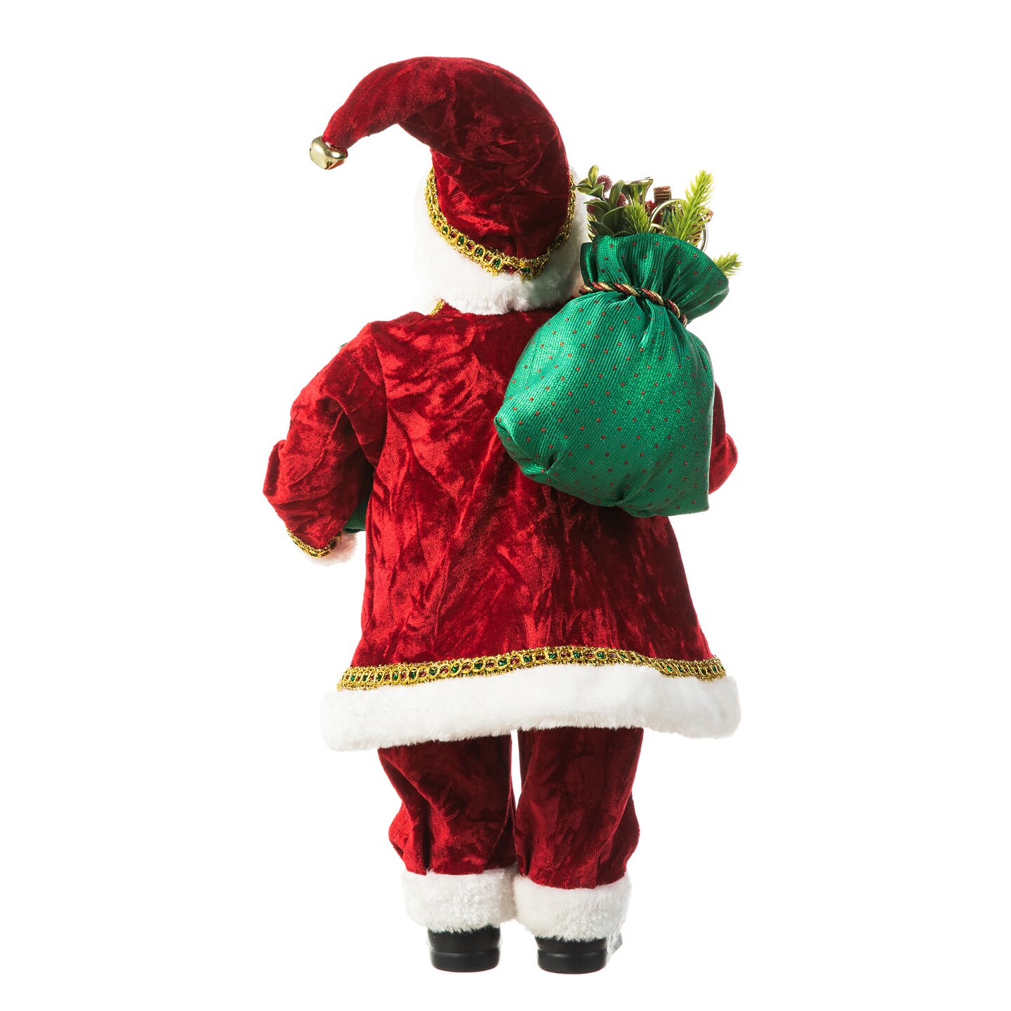 18&#x22;H Faux Fur Christmas Decor Santa Figurine with Porcelain Face