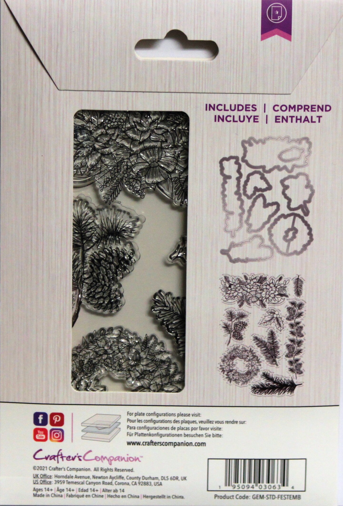 Gemini Festive Embellishments Stamp And Die Set-16 Pieces