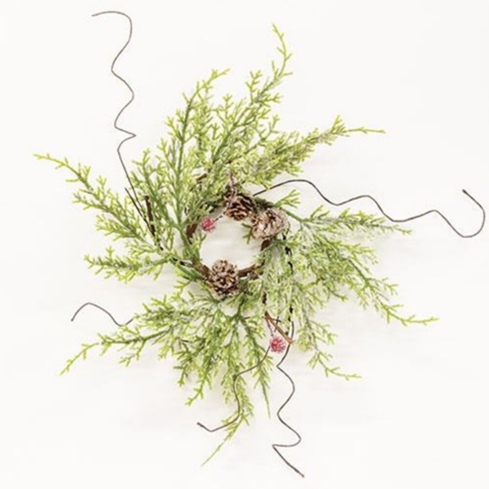 Frosty Red Berry &#x26; Cone Candle Ring 1.5&#x22;