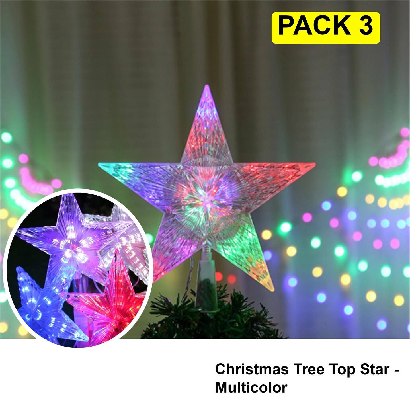Christmas Multicolor Tree Topper Light