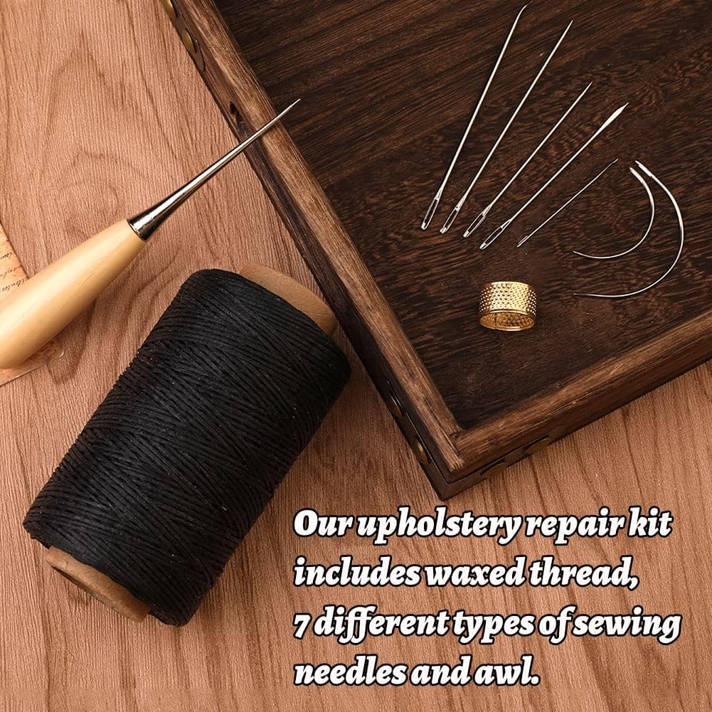 Waxed Thread 96 Yards Hand Sewing Kit Set 210D Flat Sewing