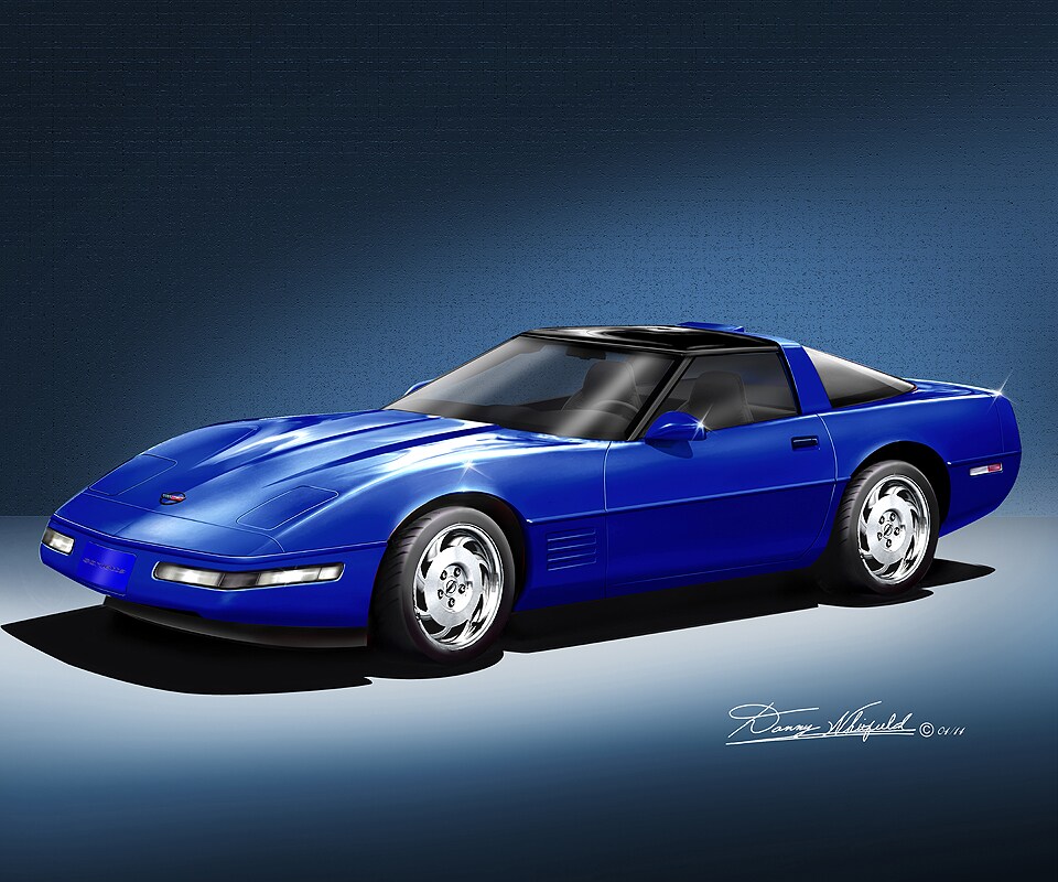 アート・デザイン・音楽 THE COMPLETE CORVETTE 1989 Corvette Coupe Art Print, C4 Corvette,man Cave Art