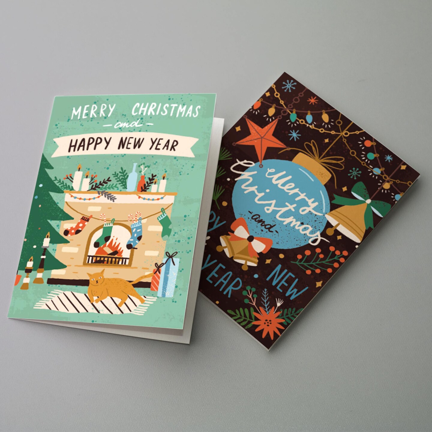 Boho Christmas Greeting Cards Boxed Set of 24 Holiday Notecards Featuring Modern and Whimsical Bohemian Designs, Perfect for Festive and Unique Wishes