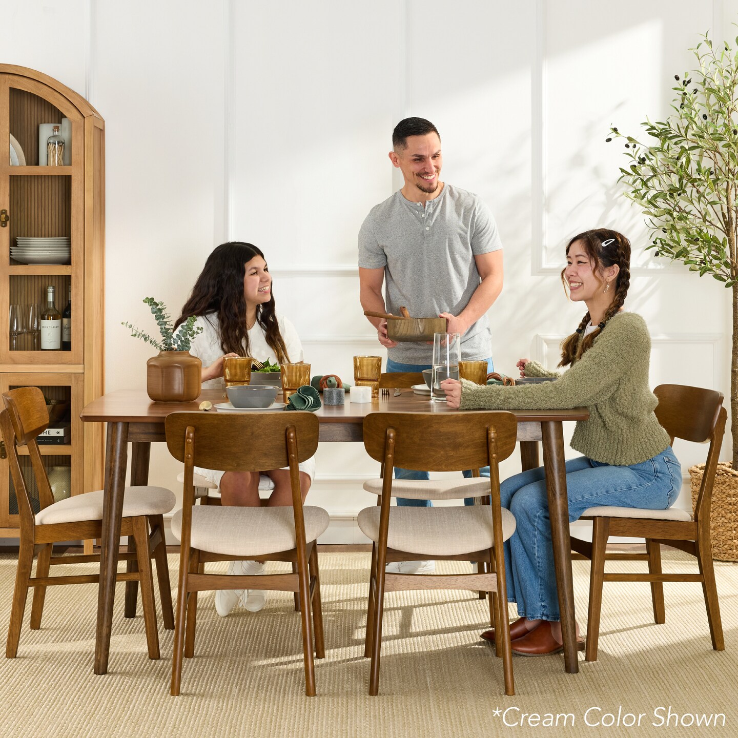Best Choice Products 7-Piece Mid-Century Modern Upholstered Dining Set, Wooden Table w/ 6 Chairs