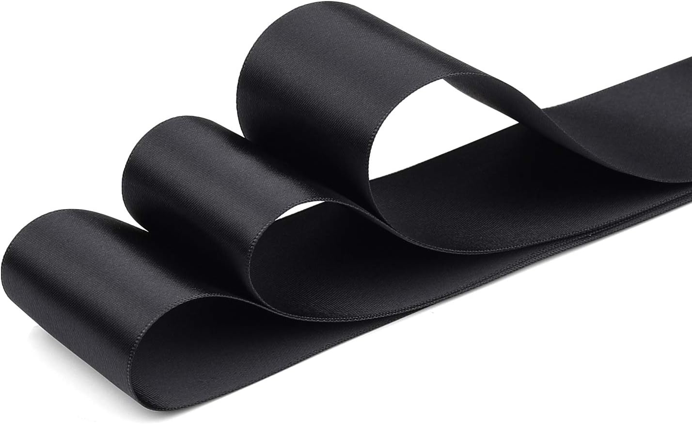 2 Inch Black Double Faced Satin Ribbon - 25 Yards Variety of Color for Crafts Gift Wrapping DIY Bows Bridal Bouquet Cutting Ceremony Decoration Sewing Christmas Tree Wedding.