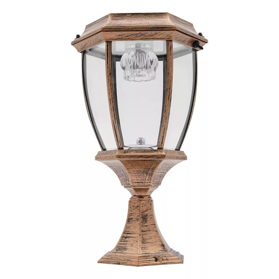 Exterior Solar Power Lantern lamp LED Pillar Light Post Outdoor Garden Yard Lamp