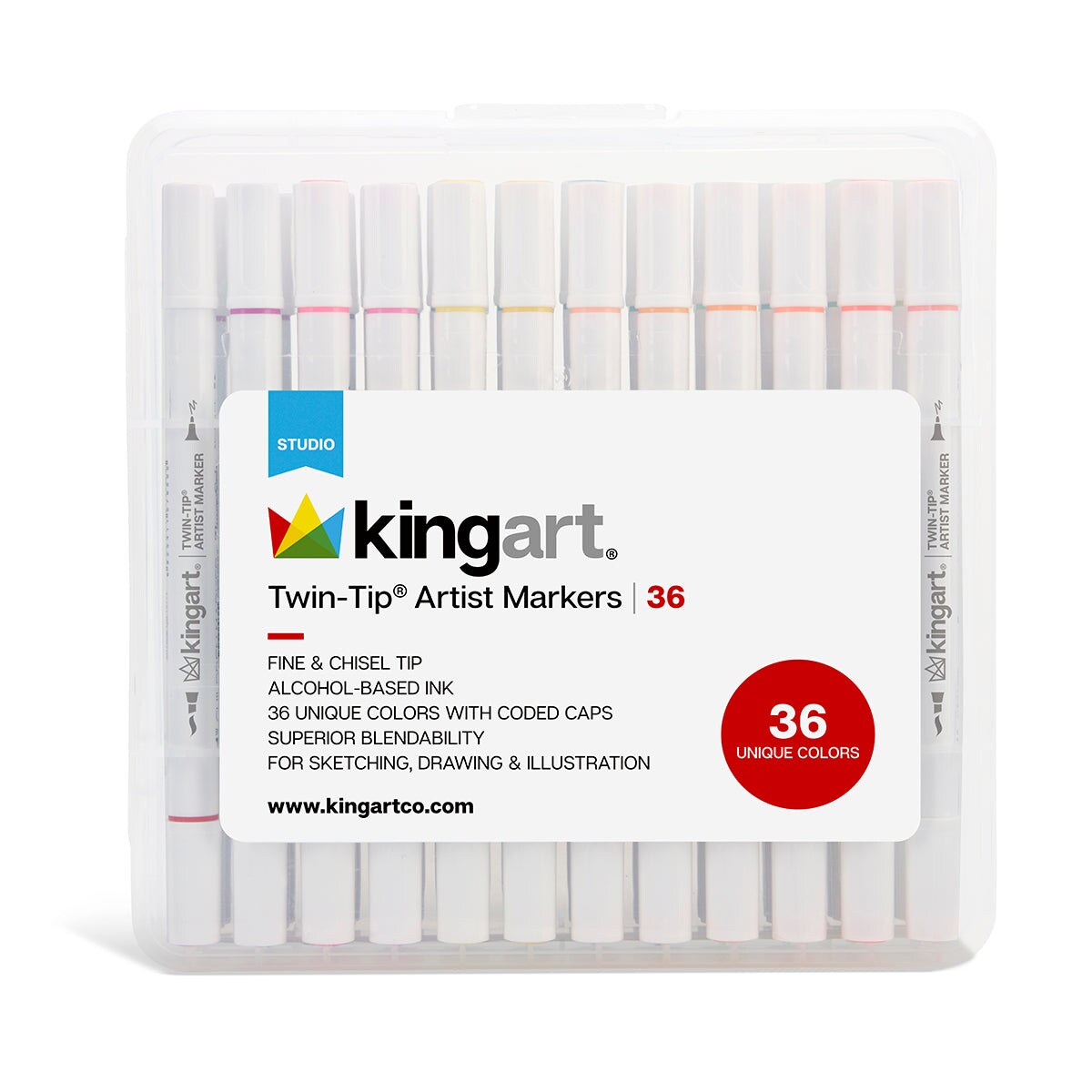 KINGART&#xAE; Twin-Tip&#x2122; Permanent Alcohol-Based Sketch Markers, 36 Colors