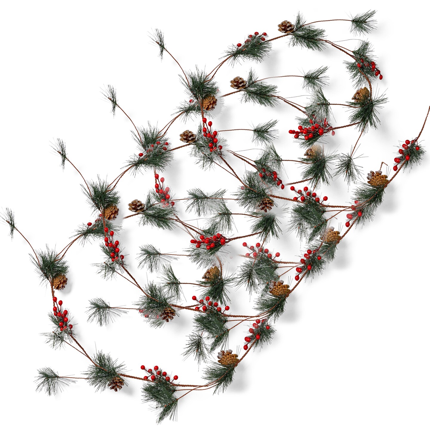 Ornativity Pine and Berries Garland - Pine Needles, Pinecone and Berry Rustic Xmas Holiday Decor Christmas Tree Natural Garland Decorations – 6 Ft (4 Pack)