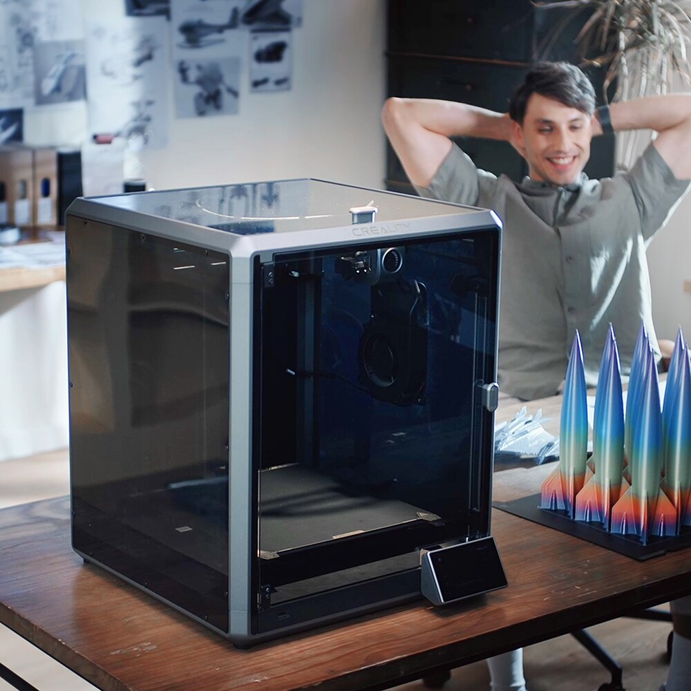 Creality K1 Max 3D Printer with 600mm/s High-Speed Fused Deposition Modeling 3D Printing Smart AI Function 300°C High-Temperature Nozzle Direct Extruder Auto Leveling Printing Size 11.81x11.81x11.81