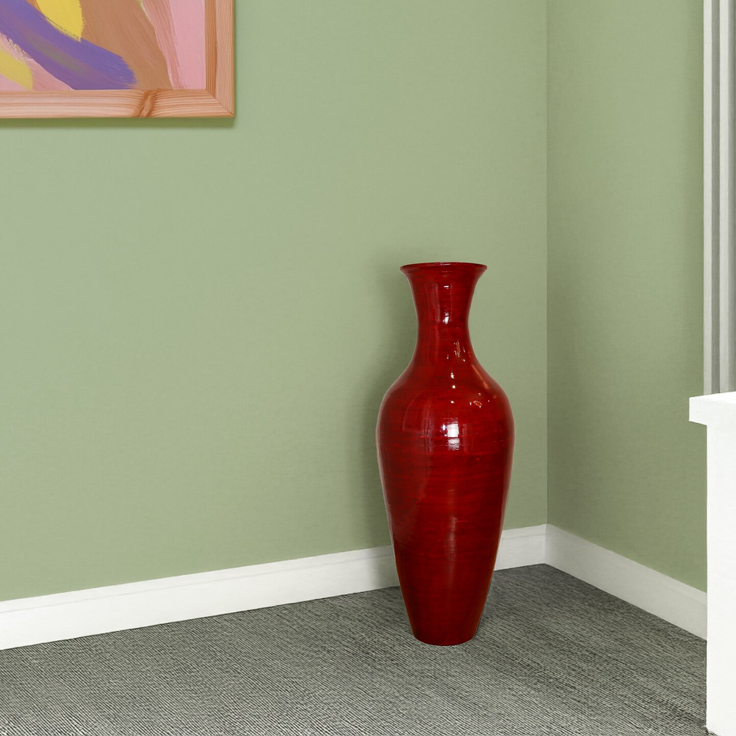 Uniquewise Tall Floor Vase, 37 Inch Bamboo Vase, Modern Vase for Dining, Living Room, Entryway, Large Flower Holder, Classic Floor Vase for Home Decor