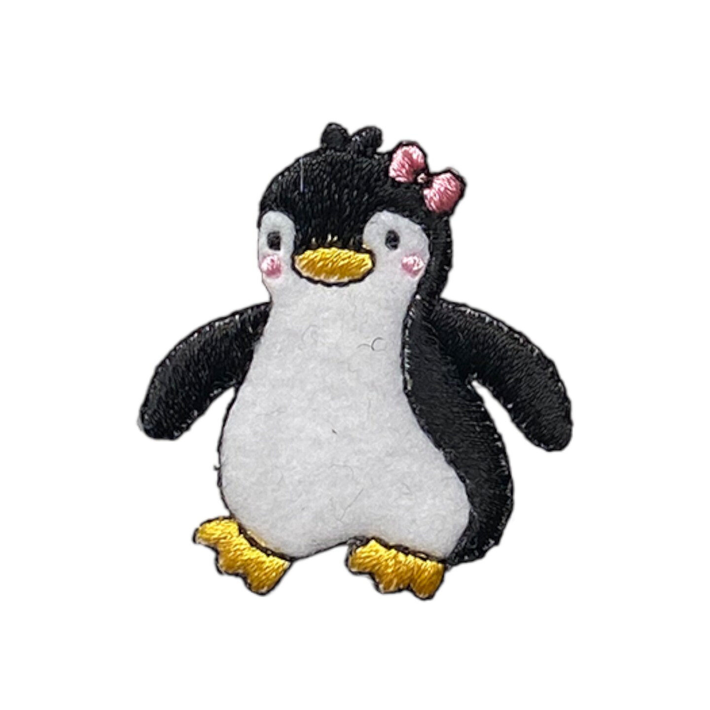 Girl Penguin, Pink Bow, Embroidered, Iron on Patch