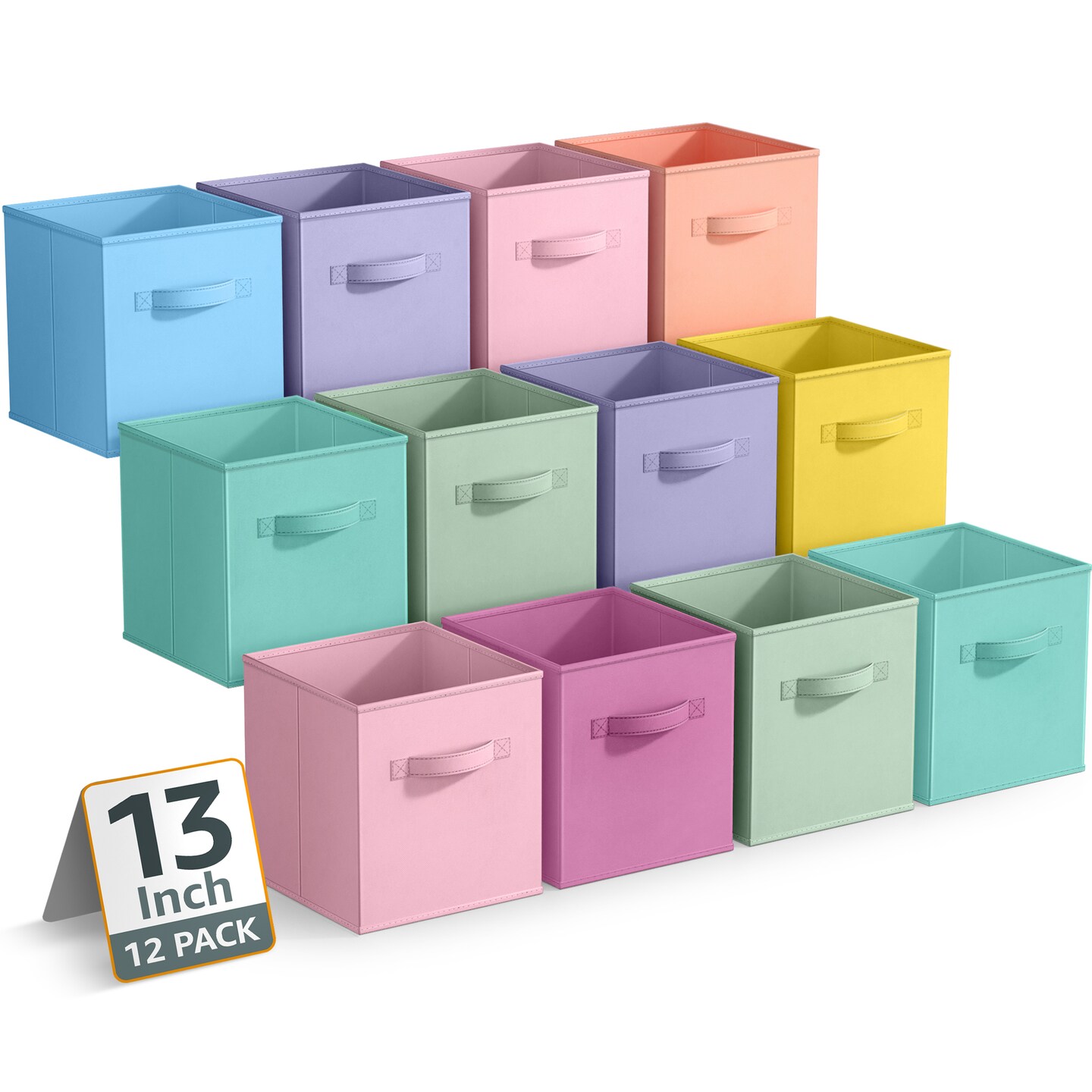 Sorbus Large 13" Storage Bins - 12 Pack Sturdy Collapsible Fabric Storage Cubes with Handle