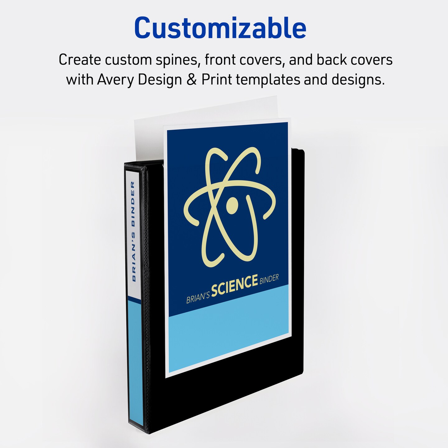 Avery Heavy-Duty View 3 Ring Binder, 0.5 Inch One Touch Slant Rings, 135-Sheet Capacity, DuraHinge, 0.7 Inch Wide Spine, Customizable Clear Cover and Spine, 1 White Binders (79380)