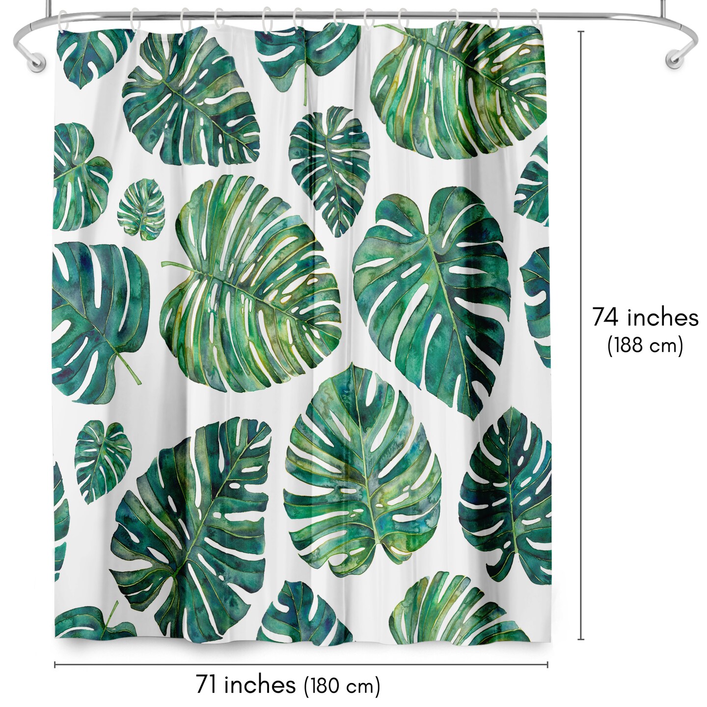 Americanflat 71&#x22; x 74&#x22; Shower Curtain, Tropical Leaves by Elena O&#x27;Neill