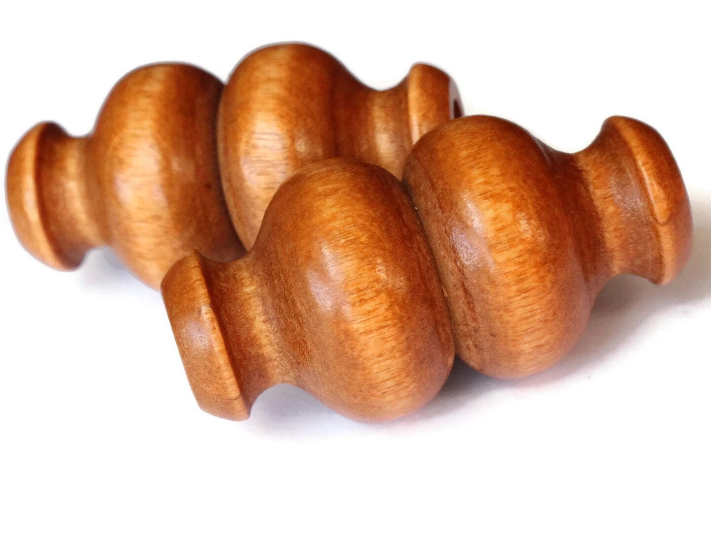 2 50mm Vintage Medium Brown Wood Large Hole Decorative Tube Beads