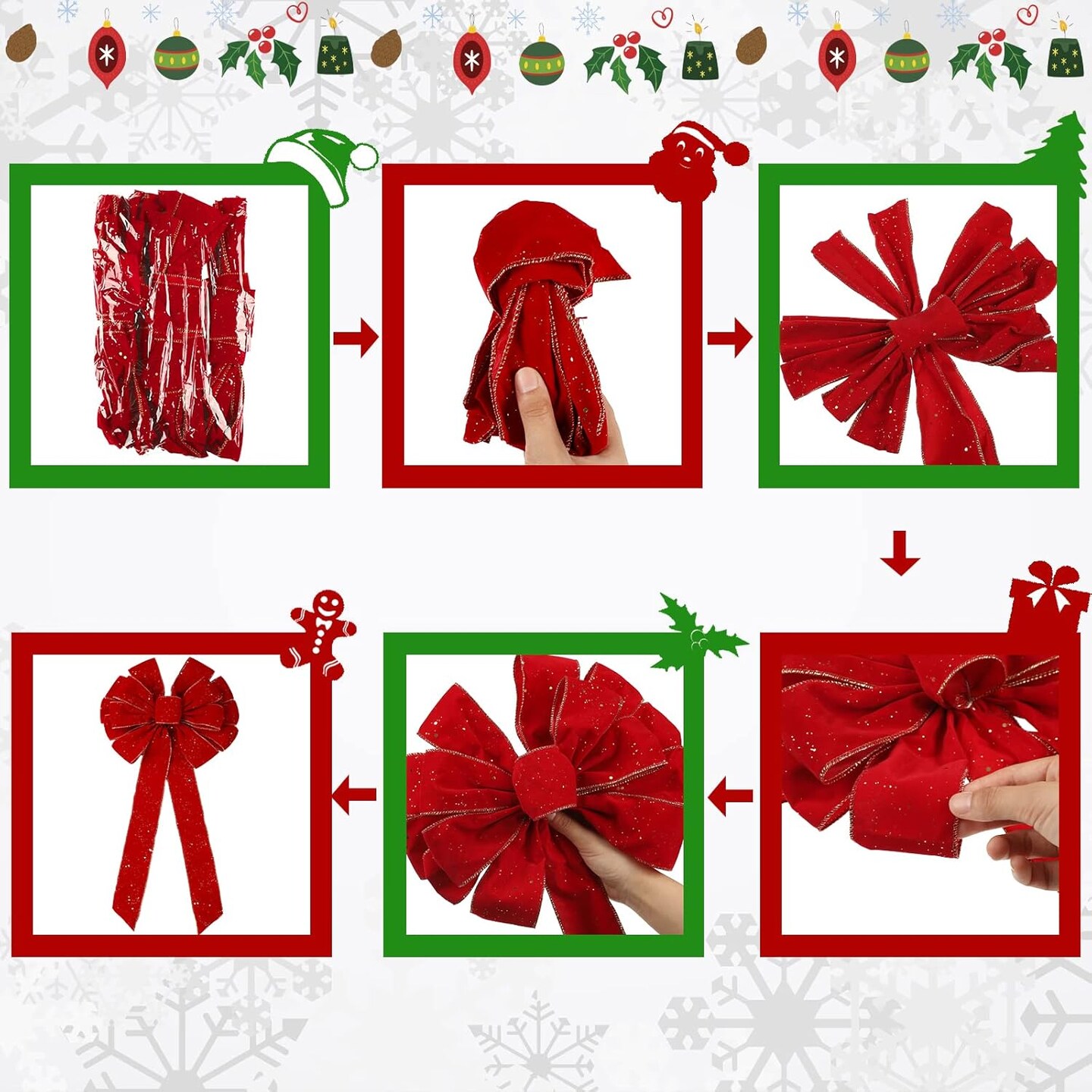 12 Pcs Extra Large Red Christmas Wreath Bows Outdoor Decorations 26 x 12 Inches, Giant Christmas Tree Topper Velvet Bow for Xmas Holiday Outside Supplies(Simple Style)