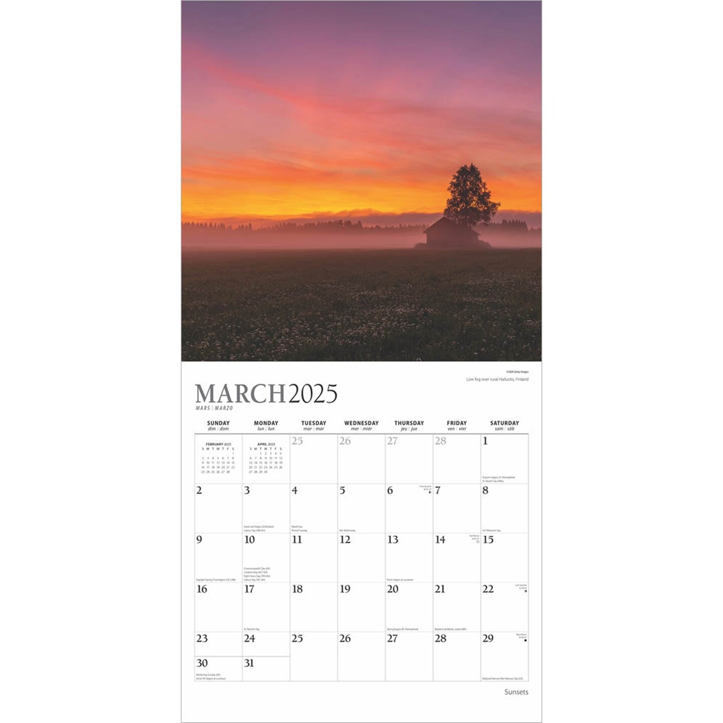Sunsets | 2025 12 x 24 Inch Monthly Square Wall Calendar | Foil Stamped Cover | Plato | Nature Photography Science